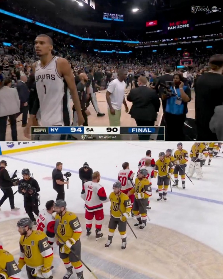 文班亚马失利离场 NHL败将列队握手致意对比鲜明 文班亚马失利离场 NHL败将列队握手致意对比鲜明