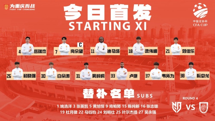 迪马塔卢廉双外援领衔 重庆铜梁龙足协杯客战宁波首发出炉 迪马塔卢廉双外援领衔 重庆铜梁龙足协杯客战宁波首发出炉