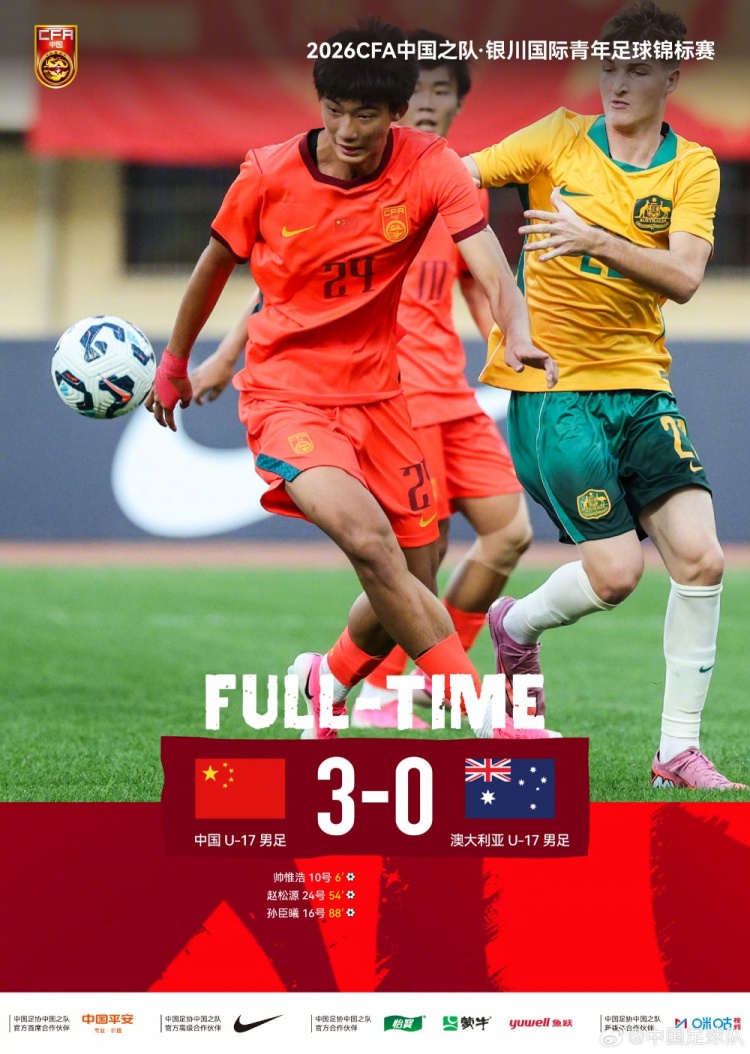国少3-0再胜澳大利亚 徐正鹏核心表现引质疑 国少3-0再胜澳大利亚 徐正鹏核心表现引质疑