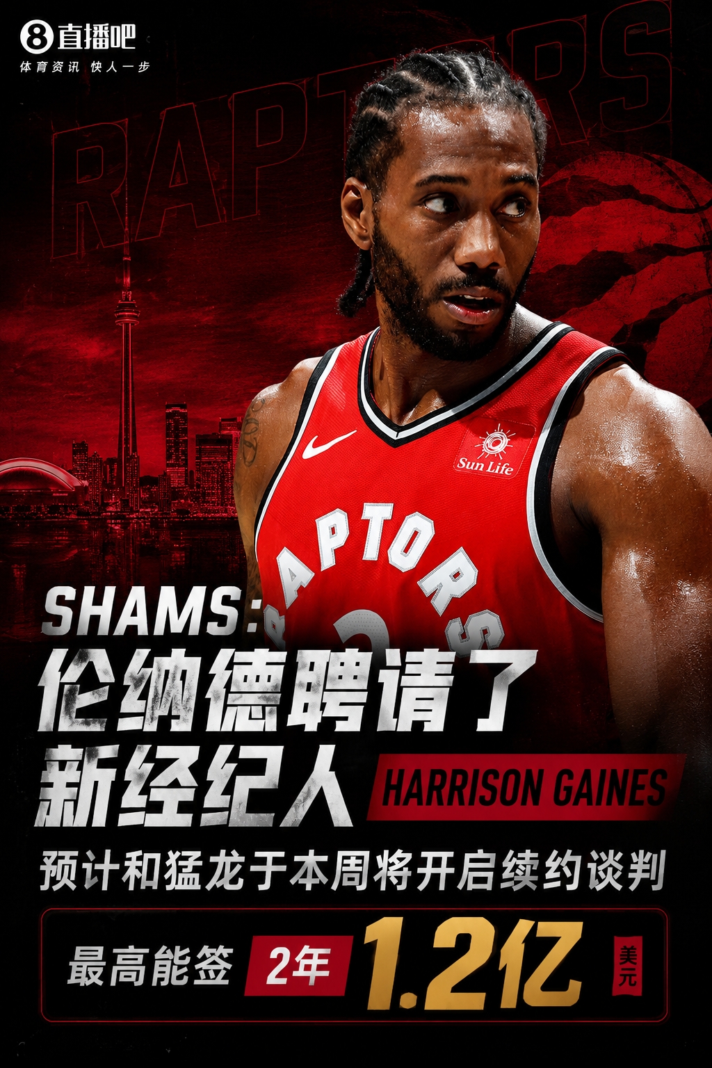 舅舅退场,伦纳德猛龙本周开启续约谈判 最高2年1.237亿 舅舅退场,伦纳德猛龙本周开启续约谈判 最高2年1.237亿