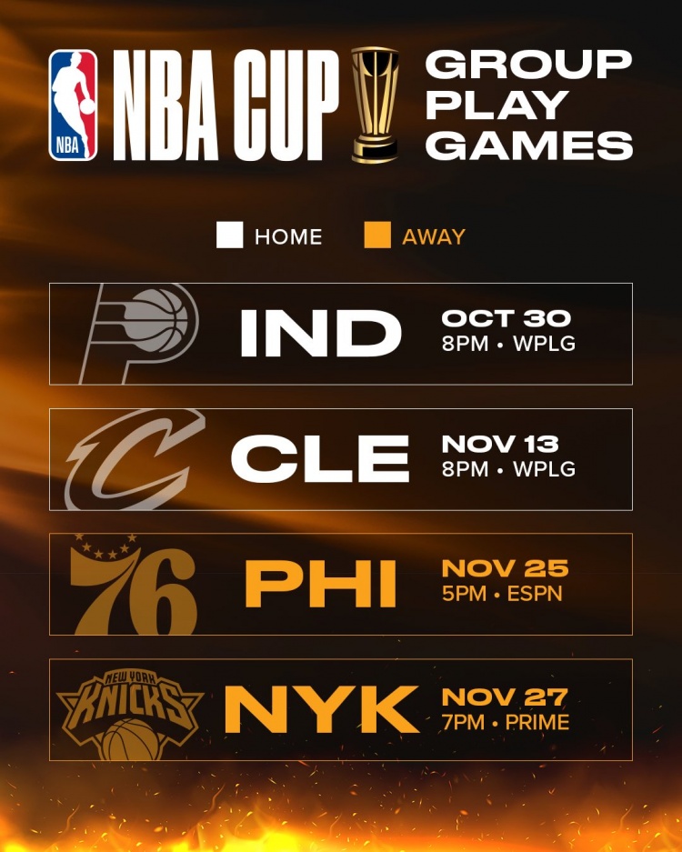 热火NBA杯B组赛程出炉 四个对手上赛季至少47胜 热火NBA杯B组赛程出炉 四个对手上赛季至少47胜